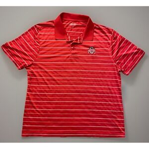 Ohio State Buckeyes Polo Golf Shirt Red White Stripes Embroidered Logo XXL JBHS